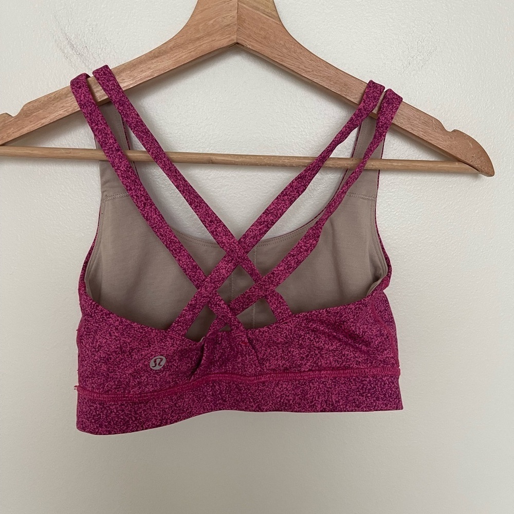 Lululemon Energy Bra Rio Mist Pink Paradise Red Grape / Pink Paradise Strappy - Picture 3 of 6
